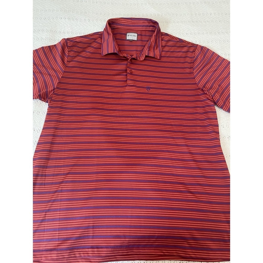 Heybo Outdoors shirt xl x-large Polo Red purple orange Stripe men's preppy golf